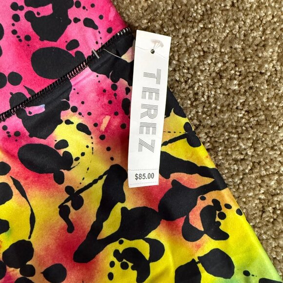 Terez New York Rorschach Leggings Womens Medium Multi Tie Dye Vibrant Rainbow - Picture 4 of 10